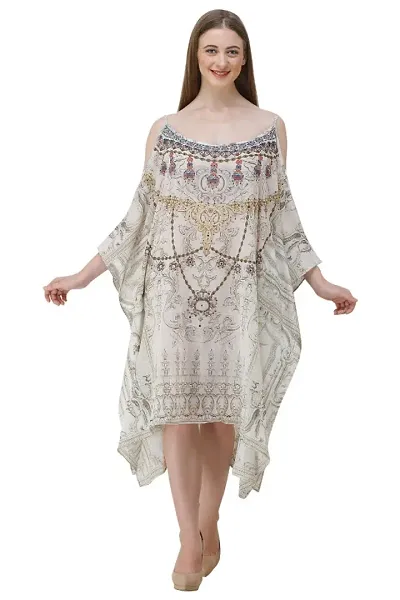 Trendy Attractive Georgette Knee Length Kaftan Dress