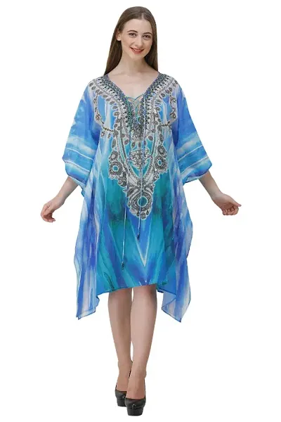 Trendy Attractive Georgette Knee Length Kaftan Dress