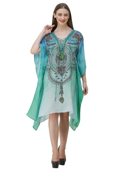 Trendy Attractive Georgette Knee Length Kaftan Dress