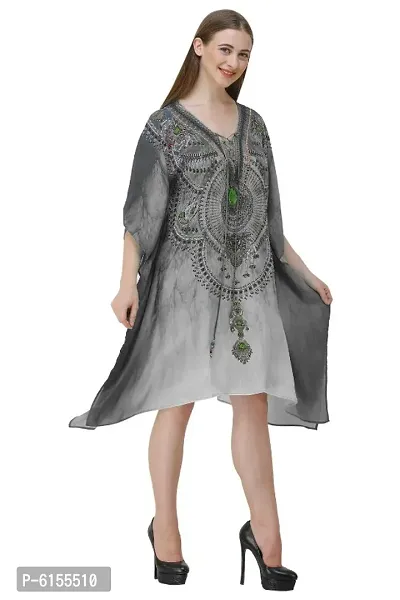 Trendy Attractive Georgette Knee Length Kaftan Dress-thumb5