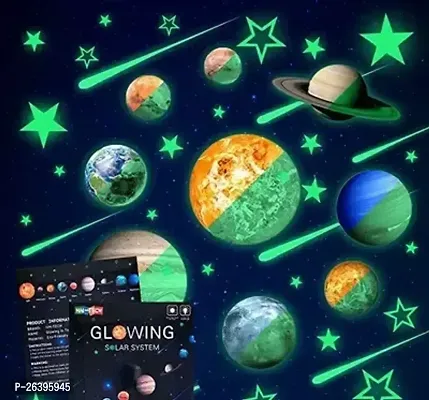 48Pcs Glow In The Dark Stars And Planets Wall Stickers 9Pcs With 28Pcs Stars And 10Pcs Shooting Stars-thumb0