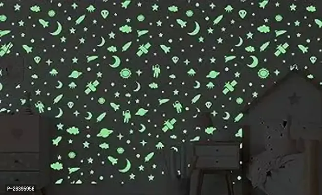 Night Glowing Stickers Included Stars , Moon, Rocket Convert Your ChildS Room Or Any Room Into A Full Glowing Universe-thumb0