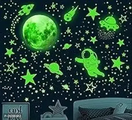 Glow In The Dark Stars For Ceiling, Glowing Stars For Ceiling Planets, Stars Wall Decals, Solar System Galaxy Space Nursery Wall Stickers Rocket Astronaut Kids Boys Room Decorations Bedroom-thumb0