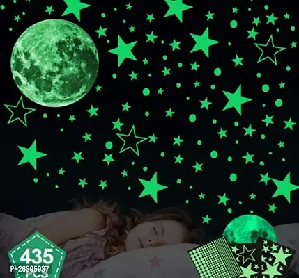 Glow In The Dark Big And Small Ceiling Radium Stickers For Bedroom And Kids Room 300+ Stickers Pack Of 5-thumb0