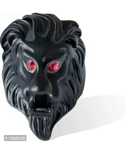 Titanium plated black lion ring for him and her