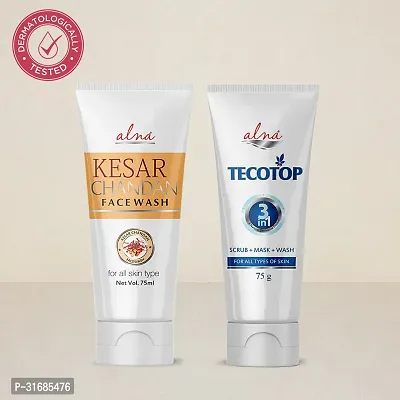 Kesar Chandan Face Wash With Tecotop 3 in 1 Scrub+ Mask+ Wash 75 ml Each Pack Of 2-thumb0