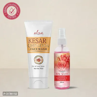 Alna Kesar Chandan Face Wash 75ml| and Rose Water 100ml-thumb0