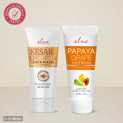 Alna Kesar Chandan Face Wash and Papaya Grape Face Wash  75ml