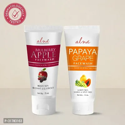 Alna Mulberry Apple Face Wash and Papaya Grape Face Wash - 75ml Each