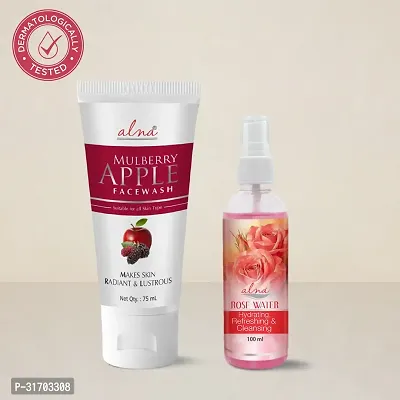 ALNA Mulberry Apple Face Wash | Suitable For all Skin Type | ||75ml|| + Rose Water | Hydrating, Refreshing  Cleansing| ||100ml ||-thumb0