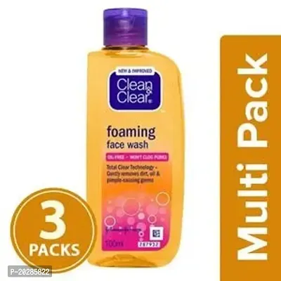 Clean  Clear Foaming Face Wash For Oily Skin, (Pack of 2  300ml)