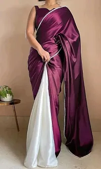 Classic Satin Solid Saree with Blouse piece-thumb2