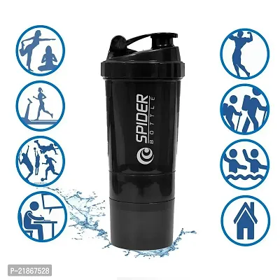 Plastic Gym Shaker / Bottle - 500 ml , Black , Pack of 1 Multicoluor-thumb4