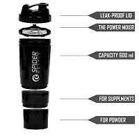 Plastic Gym Shaker / Bottle - 500 ml , Black , Pack of 1 Multicoluor-thumb1