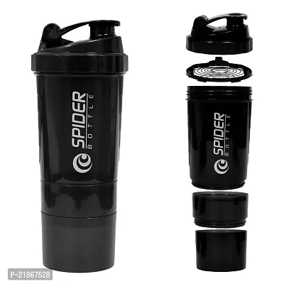 Plastic Gym Shaker / Bottle - 500 ml , Black , Pack of 1 Multicoluor-thumb0