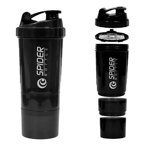Plastic Gym Shaker / Bottle - 500 ml , Black , Pack of 1 Multicoluor