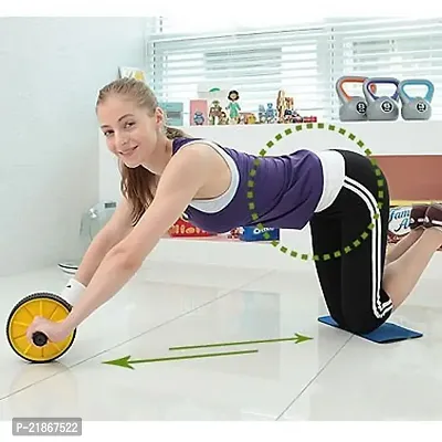 Abs Exercise Roller Wheels | Ab Wheel Roller (Soft Cushioned Handle, Free Knee Mat)-thumb2