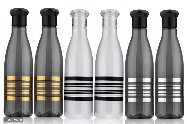 Stylish Plastic Printed Water Bottle Set Of 6-thumb0