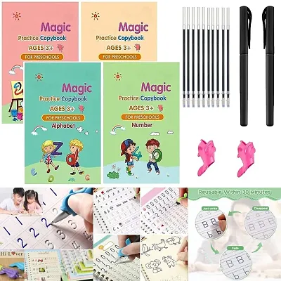 Magic Book For Kids ( 4 Book + 10 Refill + 1 Pen + 1 Grip )