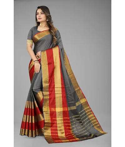Cotton Silk Woven Design Daily Wear Sarees with Blouse Piece