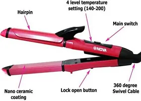 2 in 1 hair straightener NHC-2009 Hair Straightener&nbsp;&nbsp;(Pink, Black)_N54-thumb2