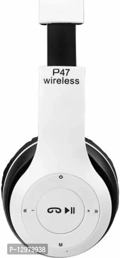 Wireless Bluetooth Headphonesl, with HD Sound and Bass Bluetooth Headset&nbsp;&nbsp;(White, On the Ear)-thumb2