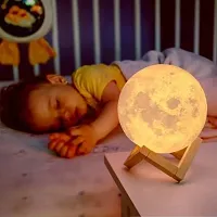 3D USB Rechargeable Moon Lamp Color Changing Sensor Touch Decoration Crystal Ball Night Lamp with Wooden Stand Night Lamp&nbsp;&nbsp;(15 cm, White)-thumb3