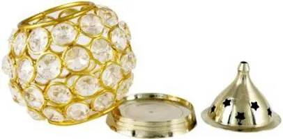 Crystal, Brass Table Diya&nbsp;&nbsp;(Height: 4 inch)-thumb2