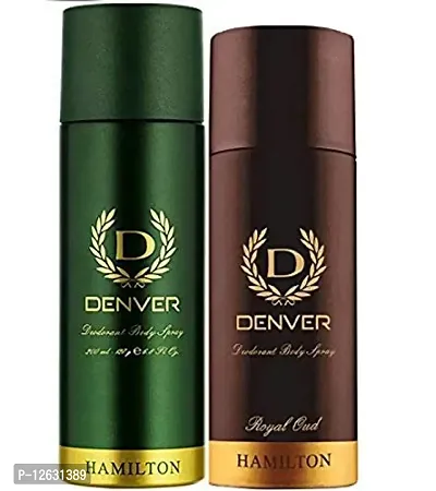 Denver Hamilton + Royal Oud Deodorant Spray for Men (150 ml and 165 ml) - Pack of 2