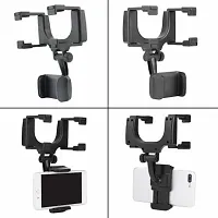 Car Mobile Holder for Dashboard, Windshield&nbsp;(Black) - Rear View Mirror Mount Holder Stand-thumb2