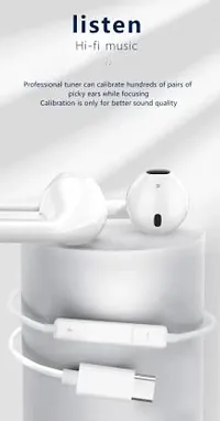 Intelligent Wire Control Headset / Earphone with Type-C Jack Wired Headset&nbsp;&nbsp;(White, In the Ear)-thumb1