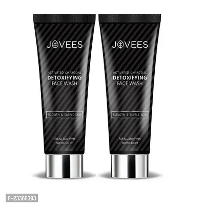 Jovees Activated Charcoal Detoxifying Face Wash, For Smooth  Supple Skin - Pack of 2 (120 ml X 2 = 240 ml)-thumb0