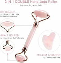 Roller and Gua Sha Jade Roller for Face, Facial Roller Massager Rose Quartz Roller for Face and Dark Circles Under Eye Treatment Massager&nbsp;&nbsp;(Pink)-thumb2
