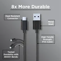 Fast charge 1.2m Micro USB sync  charge cable 1.2 m Micro USB Cable&nbsp;(Compatible with Mobile, Laptop, Black, One Cable)-thumb1