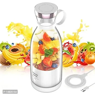 Portable and Electric Blender Bottle Juicer for Shakes and Smoothies, Mini Juicer Wireless Bottle for Traveling (WHITE)