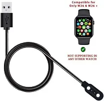 w26 Cable, Watch Charger Magnetic 2 pin, Watch Charger, w26 + Charger Adapter 0.5 m Magnetic Charging Cable&nbsp;&nbsp;(Compatible with W26 smart watch, W26+ smart watch, Black, One Cable)-thumb2