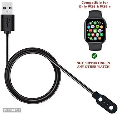 w26 Cable, Watch Charger Magnetic 2 pin, Watch Charger, w26 + Charger Adapter 0.5 m Magnetic Charging Cable&nbsp;&nbsp;(Compatible with W26 smart watch, W26+ smart watch, Black, One Cable)-thumb3