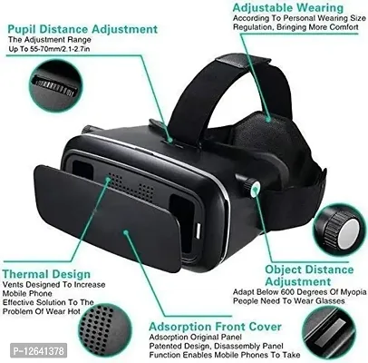 Virtual Reality Headset for 3D Video Movies, Gaming Headset Compatible with All Smartphones (Black)_SCVR1BX325-thumb0
