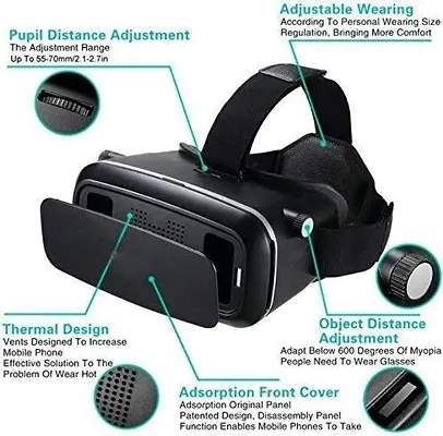 Virtual Reality Headset for 3D Video Movies, Gaming Headset Compatible with All Smartphones (Black)_SCVR1BX325