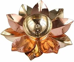 Brass, Copper (Pack of 2) Table Diya Set&nbsp;&nbsp;(Height: 1.5 inch) : Copper Brass Diya 221-thumb1