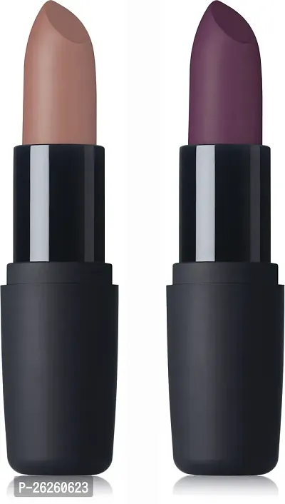 FACES CANADA Weightless Matte Lipstick Combo (Hot Plum  Buff Nude, 8 g)