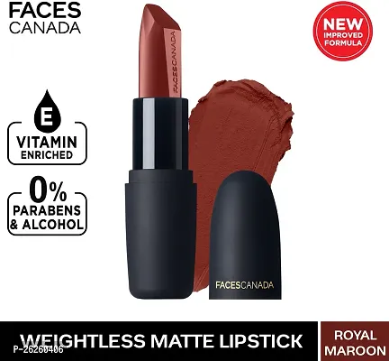 FACES CANADA Weightless Matte Hydrating Lipstick with Almond Oil (Royal Maroon 16, 4.5 g)-thumb0