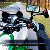 Waterproof Universal Rear View Mirror with Poly-Carbonate Plastic Mobile Holder Zip Pouched Holder Stand 360 Degree Rotation for All Bike/Motorcycle,...-thumb1