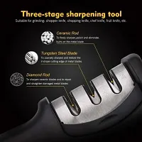 Knife Sharpener Knife Sharpener 3 Stage Sharpening Tool Blade Sharpening Non-Slip Tools Ceramic Knife Steel Knife Sharpener.(pack of 1) Knife Sharpening Stonenbsp;nbsp;(Stainless Steel)-thumb1