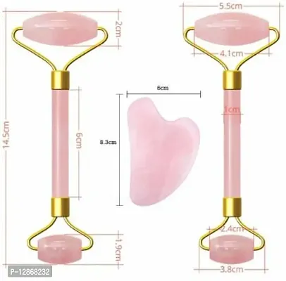 Jade Roller Rose Quartz Face Roller Scrapping Massage Tools, Anti-Aging Beauty Kits for Slimming, Firming Skin - Natural Jade Stone Facial Roller for Face, Eyes, Neck, Noiseless Massager Massager&nbsp;&nbsp;(Pink)-thumb3