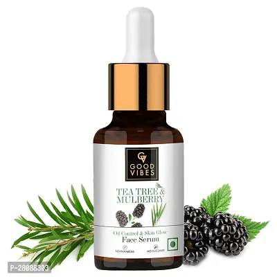 Good Vibes Tea Tree  Mulberry Oil Control  Skin Glow Face Serum, 10 ml Light Weight Moisturizing Face Serum-thumb0