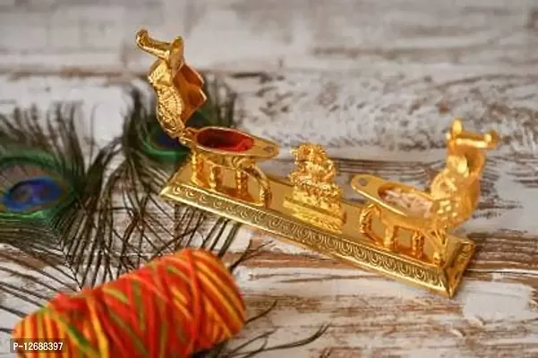 Handcrafted Lord Ganesha Roli Chawal Box with Elephants/Double Beautiful Golden Metal Chandan Roli Chaopda, Chawal Akshat - Haldi Kumkum Box..._ES29-thumb2