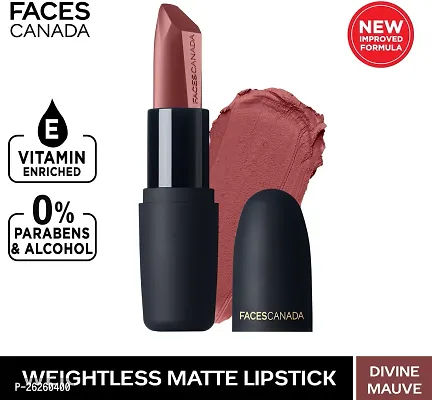 FACES CANADA Weightless Matte Hydrating Lipstick with Almond Oil (Divine Mauve 17, 4.5 g)