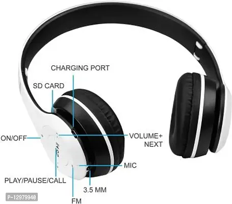 P47 Wireless Bluetooth Headphone with Mic FM (White) Bluetooth Headset&nbsp;&nbsp;(White, On the Ear)-thumb4