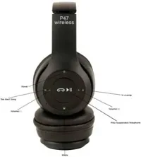 P47 Over the head Wireless Bluetooth Headset Bluetooth Headset&nbsp;&nbsp;(Black, On the Ear)-thumb1